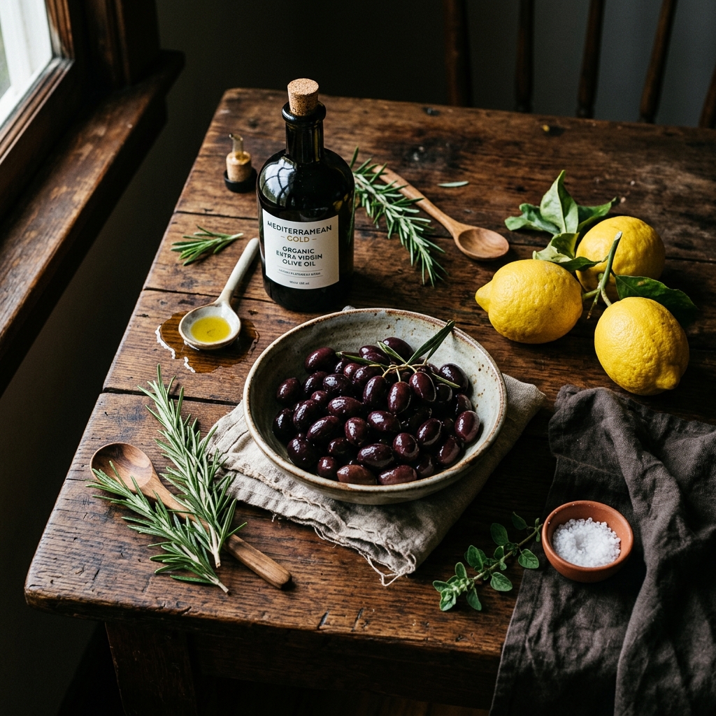 Mediterranean olives and olive oil